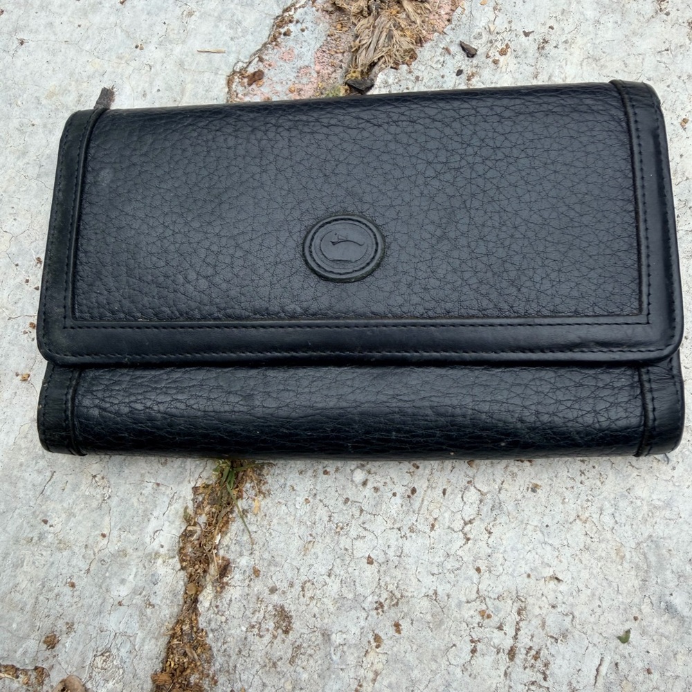 Dooney & Bourke‎ Black Leather Wallet Checkbook Long Flap Wallet
